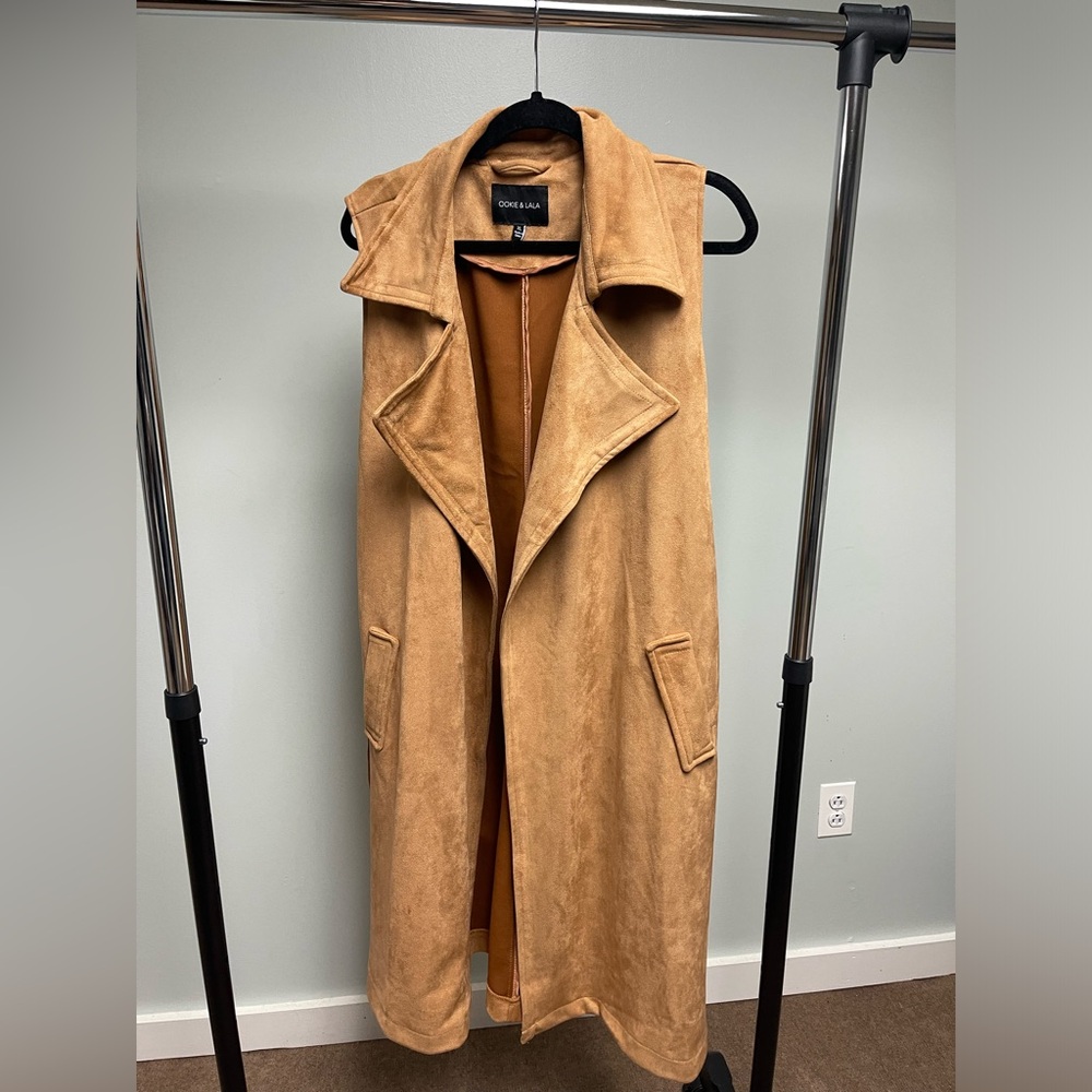 Ookie and Lala faux suede trench vest Size XL